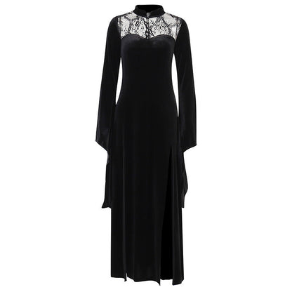 Women's Patchwork Dress Sexy Slit Hollow Out Stitching Dresses