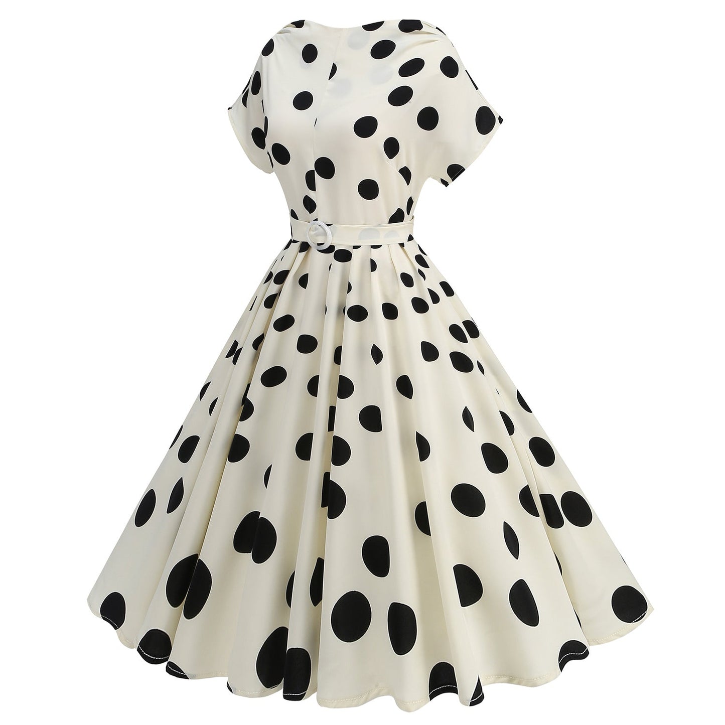 Women's Halloween Swing Collar Pile Sleeve Polka Dot Print Dresses