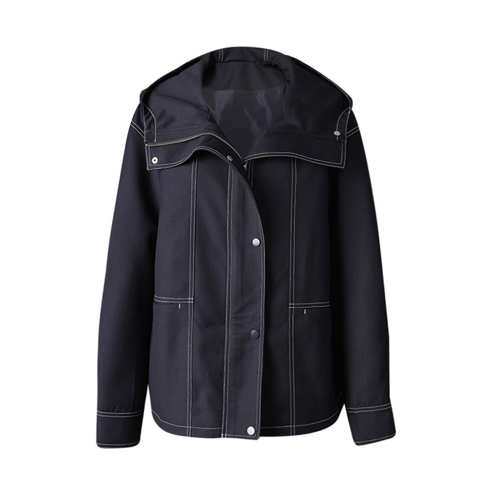 Women's Hooded American High-grade Loose Versatile Trench Coats