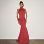 Halter Pleated Slim Fit Maxi Dress High Neck Sexy Backless Cocktail Dress