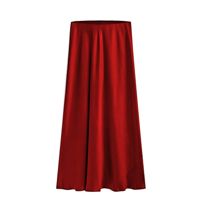 Women's Acetate Satin High Waist Elastic Quality Skirts