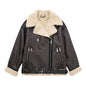 Women's Stand Collar Long Sleeve Stitching Fleece Coats