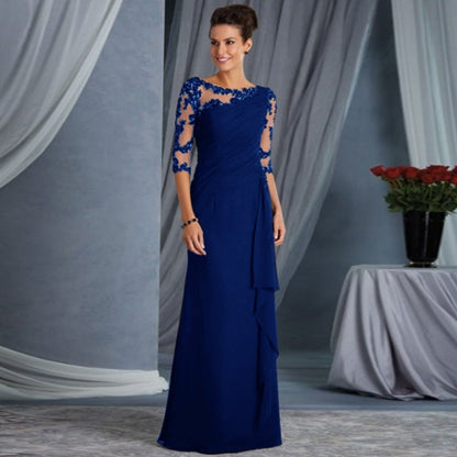 Women's Lace Round Neck Shirt With Half Sleeve Dresses