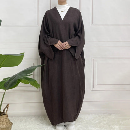 Muslim Two-tone Plain Long Sleeve Dress Dresses