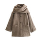 Women's Stylish Elegant Knitted With Scarf Coats