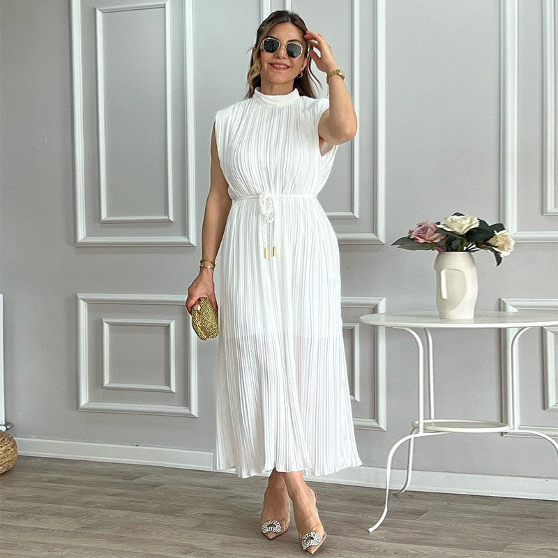 Women's Fashionable Simple Half Turtleneck Midi Dress Dresses