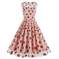 Round Neck Sleeveless Valentine's Day Mesh Embroidered Cherry Dresses