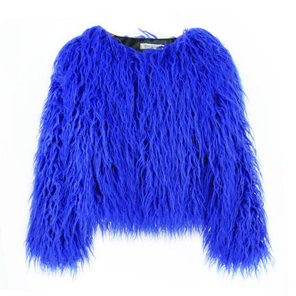 Women's Imitation Crew Neck Korean Style Solid Color Coats