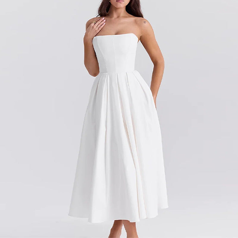 Summer Fashion Sexy Tube Pleated Dress Dresses