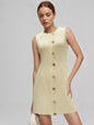 Women's Intellectual Elegant Mini Summer Buttoned Sleeveless Dresses