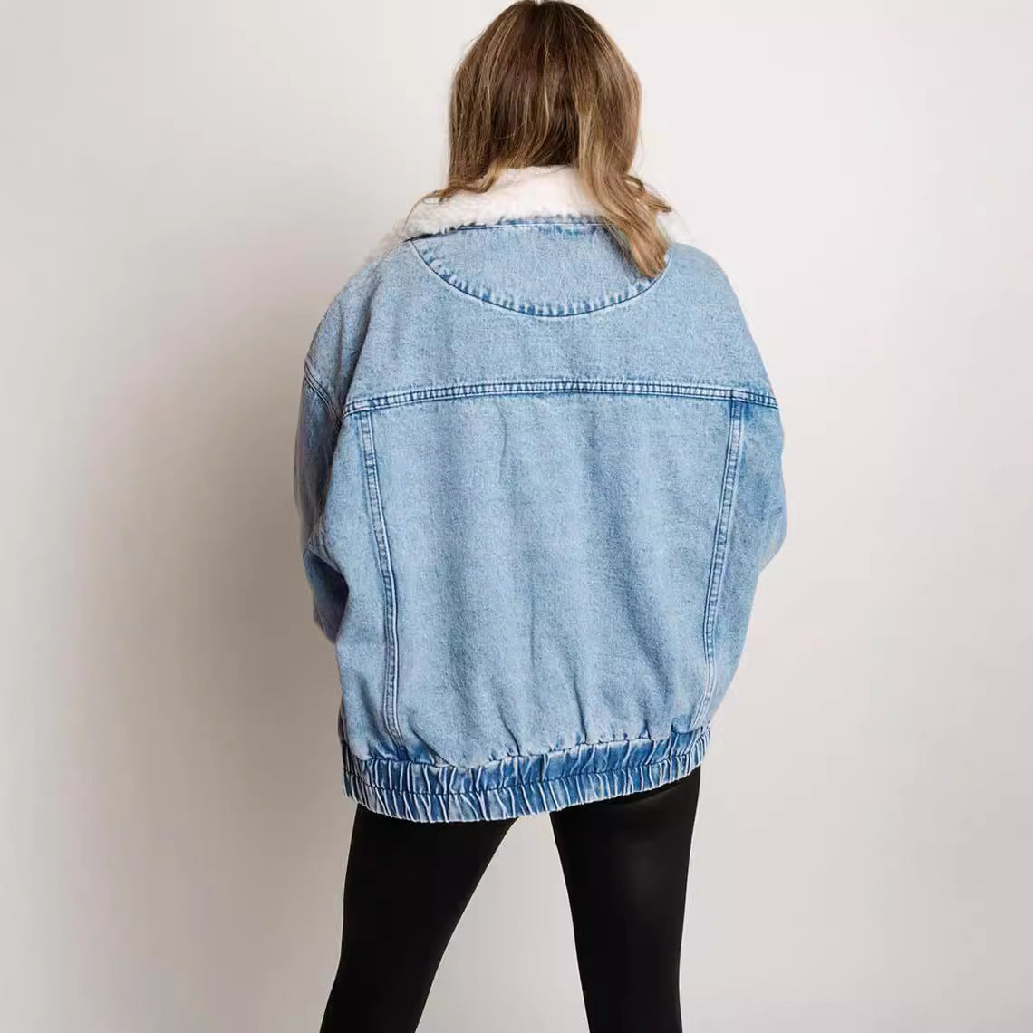 Cotton Loose Fur Collar Lapel Double Coats