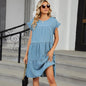 Women's Color Pullover Round Neck Denim Loose Casual Style Dresses