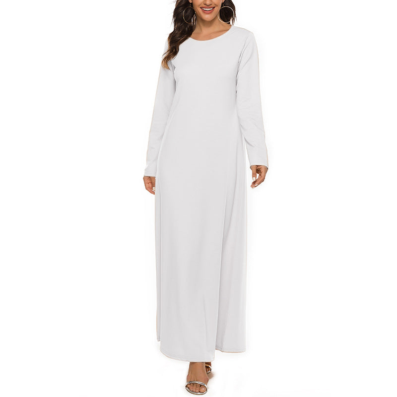 Muslim Basic Style Long Sleeve Inner Dresses