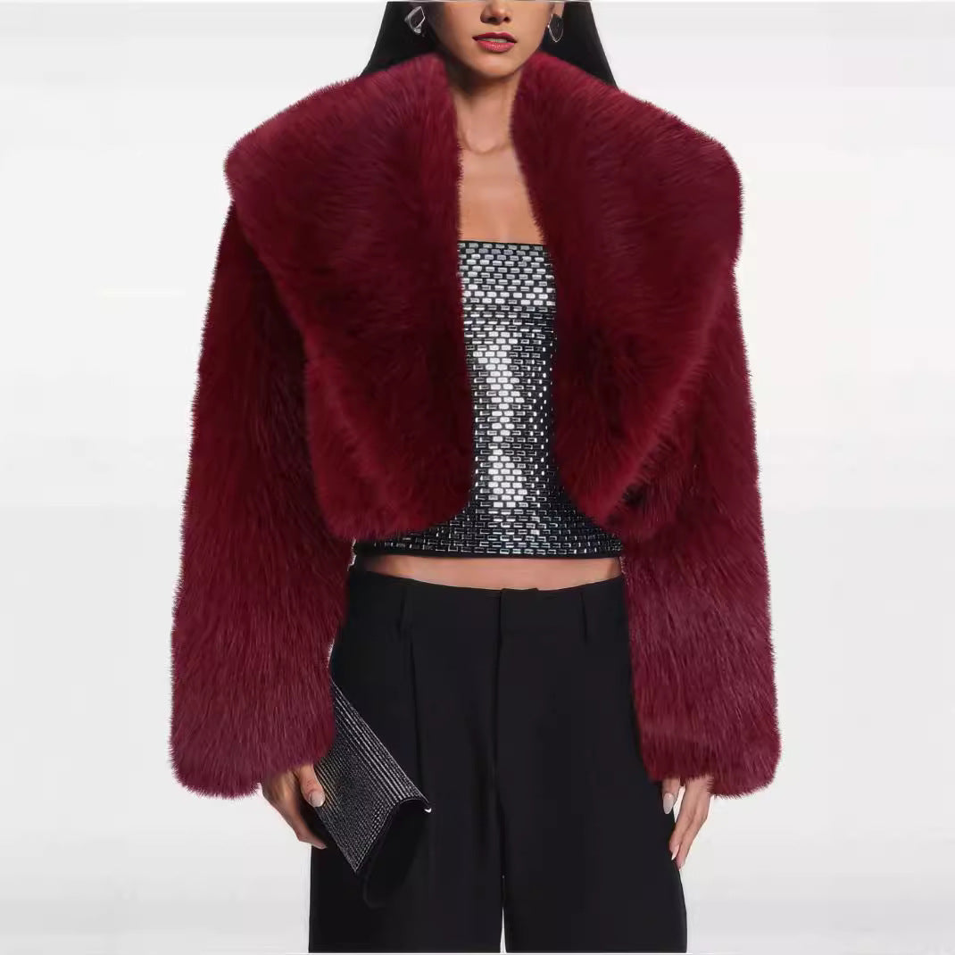 Women's Imitation Fur Fashionable Long Sleeve Coats