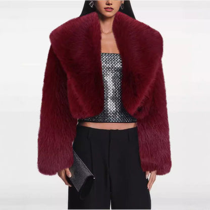 Women's Imitation Fur Fashionable Long Sleeve Coats