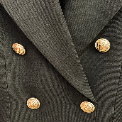 Double Breasted Lion Button Back Middle Zipper Slim Dresses