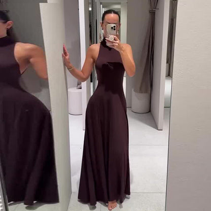 Women's Sleeveless Elegant Fashion Solid Color Long Dresses
