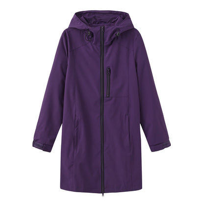 Women's Waterproof Windbreaker Hooded Long Sleeve Loose Coats