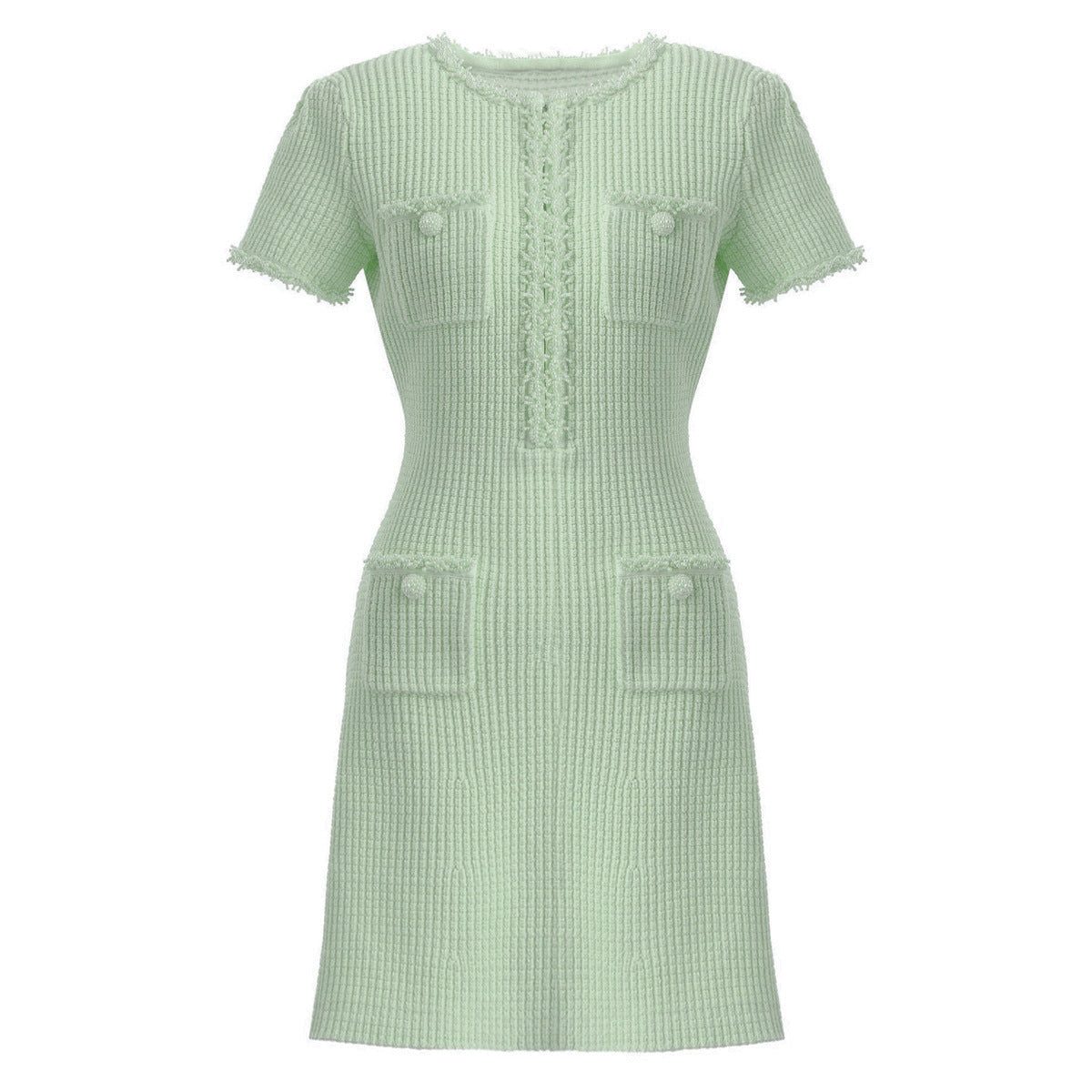 Women's Knitted Beaded Slim Slimming A- Line Dresses