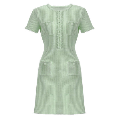 Women's Knitted Beaded Slim Slimming A- Line Dresses
