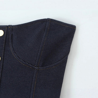 Women's Summer Waist Slimming Mid-length Elegant Denim Dresses