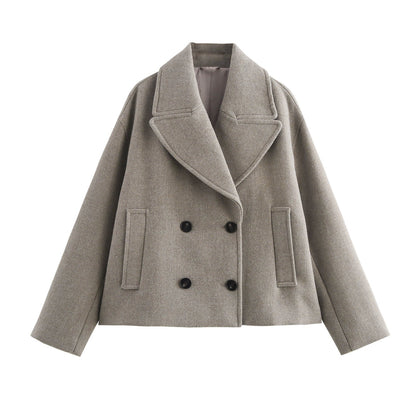 Autumn Double Breasted Button Decoration Overcoat Coats