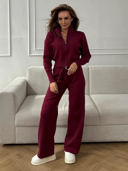 Zipper Knitting Temperament Commute Double Open Suits