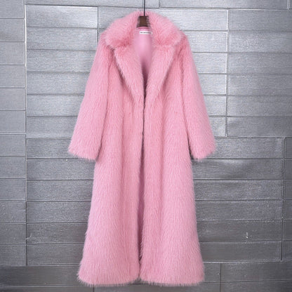 Women's Imitation Plush Furry Fur Extended Collar Coats