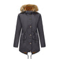 Women's Fleece-lined Parka Hooded With Fur Collar Mid-length Coats
