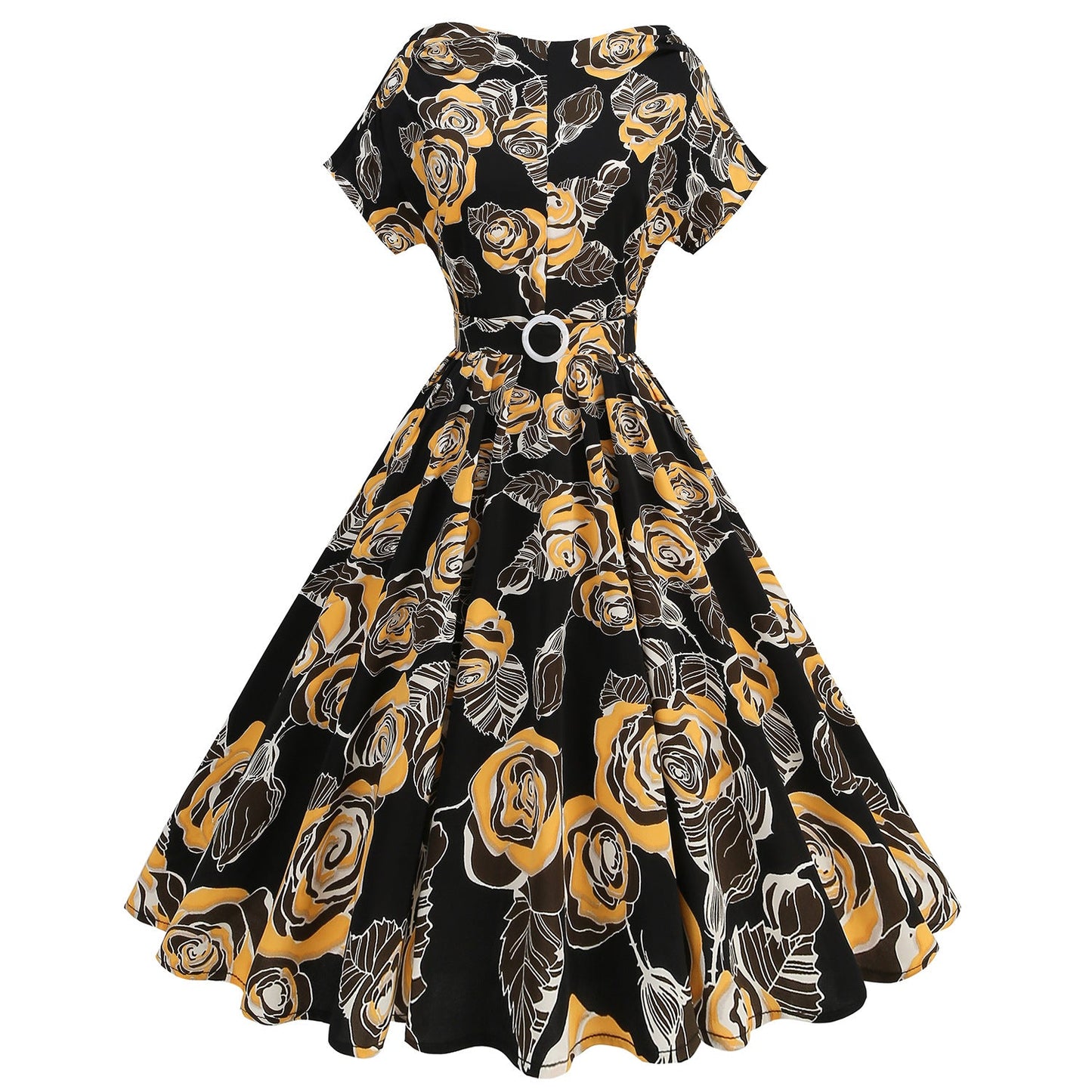 Women's Halloween Swing Collar Pile Sleeve Polka Dot Print Dresses