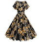 Women's Halloween Swing Collar Pile Sleeve Polka Dot Print Dresses