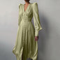 Women's Sleeve Elegant Slim Satin Court Waist Dresses
