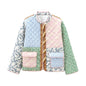 Women's Collar Printed Quilted Loose Casual Patchwork Coats