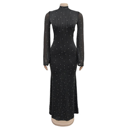 Women's Full Body Rhinestone Elegant Long Double Dresses