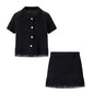 Women's Tassel Short-sleeved Knitted High Waist Mini Suits