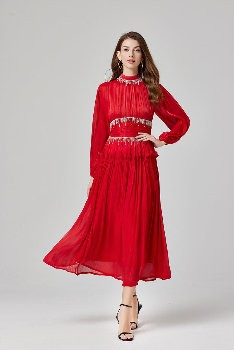 Design Fimbrilla Diamond Decorations Luminous Pleated Dresses