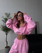 Women's Long Sleeve Cinched Hoodie Trousers With Suits