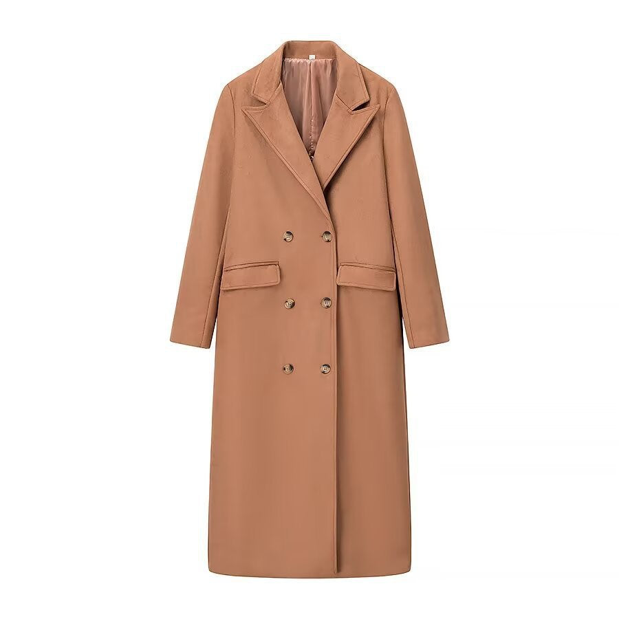 Women's Collar Long Sleeve Double Breasted Faux Coats