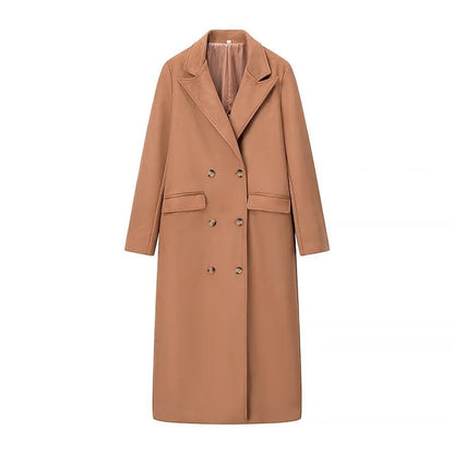 Women's Collar Long Sleeve Double Breasted Faux Coats