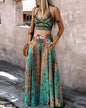 Set Waist Color Contrast Patchwork A- Line Pants