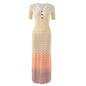 Stripe Wave Pattern Gradient Knitted Dress Contrast Dresses