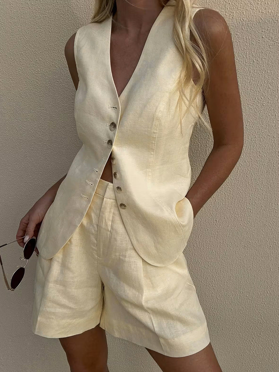 Women's Cotton Linen Summer Commuter Casual Shorts