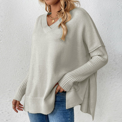 Women's Pullover Idle Style Casual Stitching Long-sleeved Sweaters