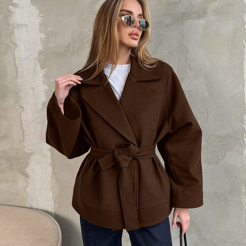 Women's Atmosphere Woolen High-grade Collar Long Sleeve Coats
