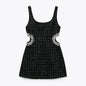 Women's Pearl Decorative Woolen Midriff Outfit Sling Dresses
