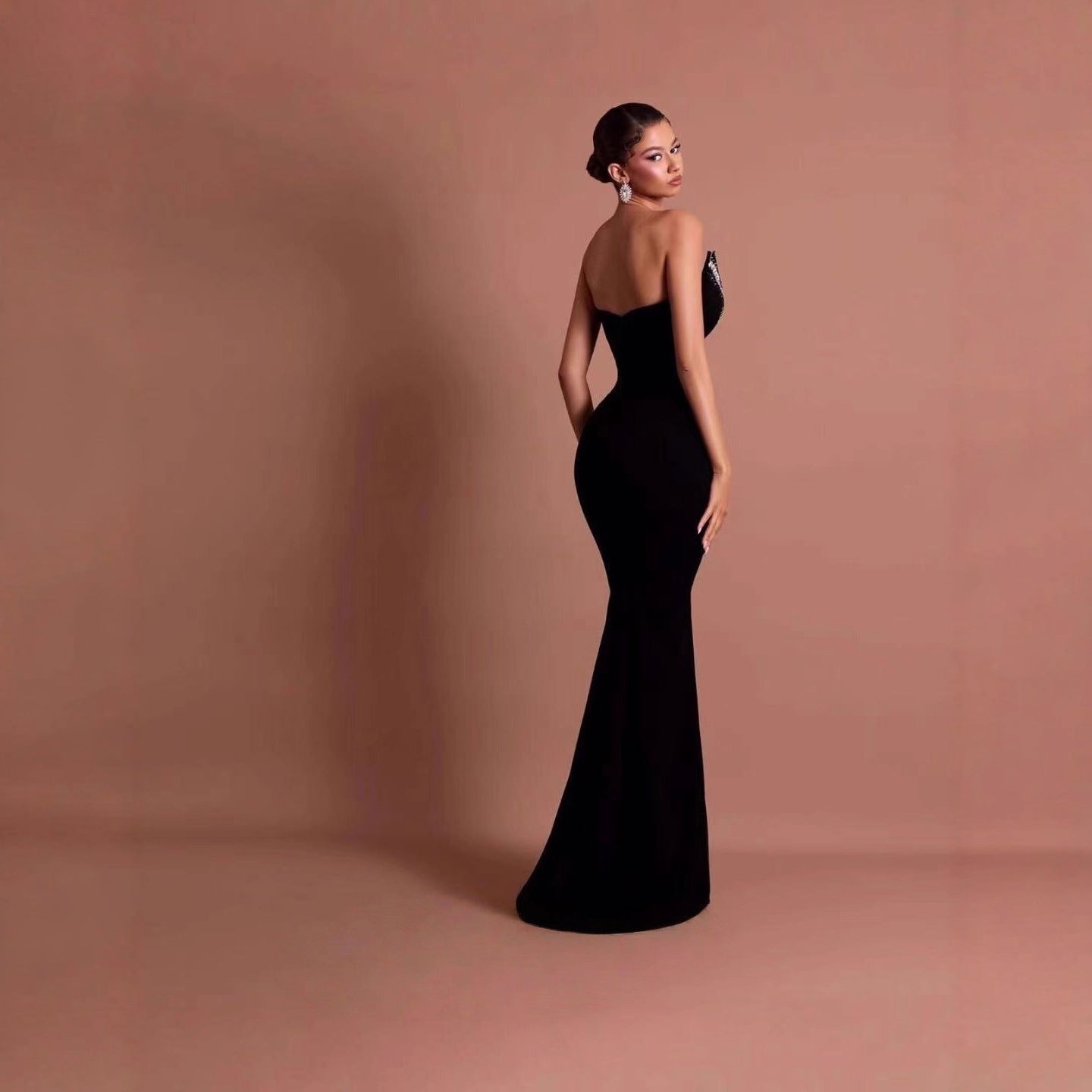 Premium Bandeau Fishtail Dress Black Handmade Dresses
