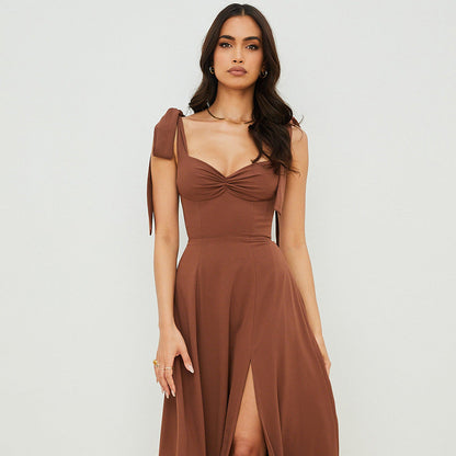 Gown French Style Vacation Dress Backless Sexy Skirts