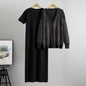 Women's Dress Long Rhinestone Knitted Casual Fashion Suits