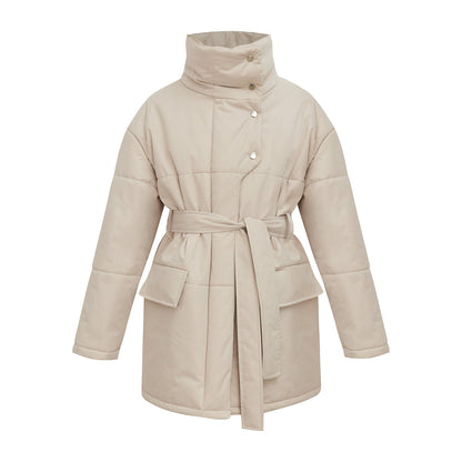 Stand-up Collar Temperament Belt Irregular Mid-length Coats