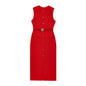 Spring With Belt Crepe Sleeveless Midi Dresses